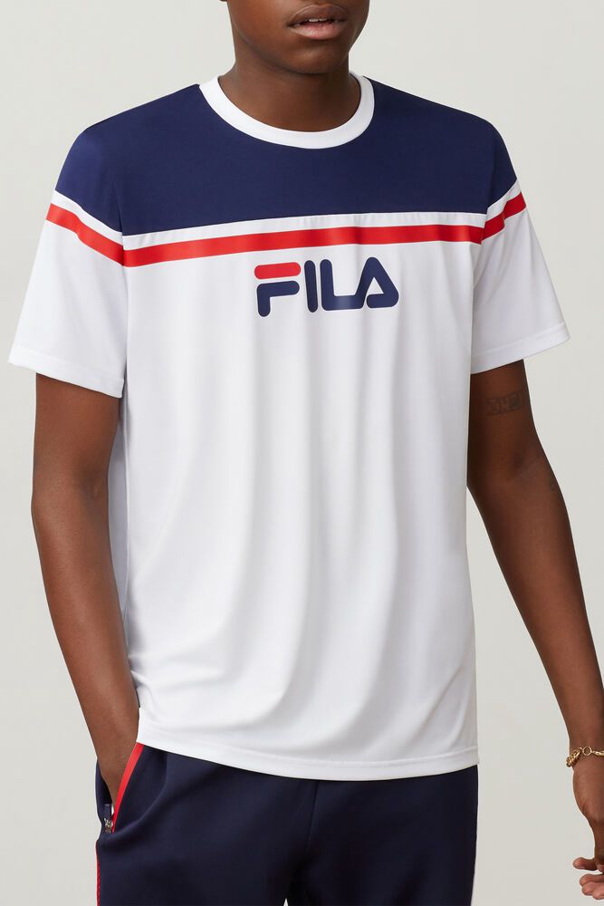 Fila Zelic Crew White T-Shirt Mens - NZ 38517-MVCJ